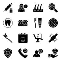 Pack of E Healthcare Solid Icons vector