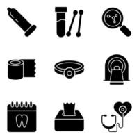 Pack of Medicines Solid Icons vector