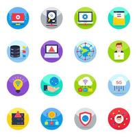 Pack of Data and Network Flat Icons vector