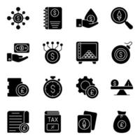 Pack of Finance and Money Solid Icons vector