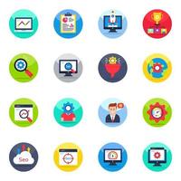 Pack of Seo and Web Flat Icons vector