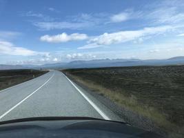 Empty road going through Iceland's beautiful southern landscape photo