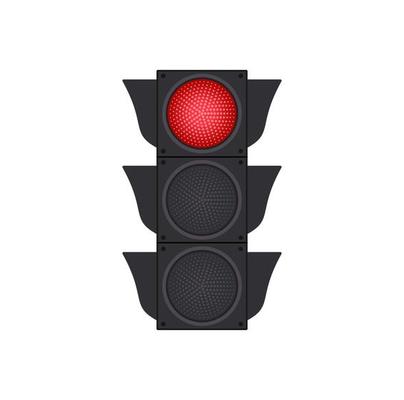Icons depicting typical horizontal traffic signals with red light in between isolated vector illustration