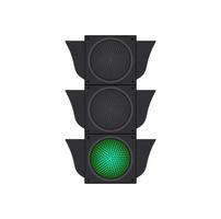 Icons depicting typical horizontal traffic signals with green light in between isolated vector illustration