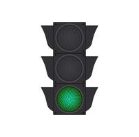 Icons depicting typical horizontal traffic signals with green light in between isolated vector illustration