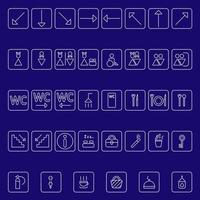 Wayfinding icons. A large set of 38 icons for path finding and toilet room vector