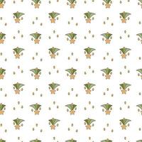 Pattern with stars and rainbow. Seamless cute pattern with green rainbow, yellow stars and rain. Cartoon vector illustration.