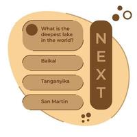 Question1. Question template for a quiz test with three answer options. vector