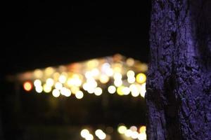 photo of colorful lights out of focus in a cafe at night