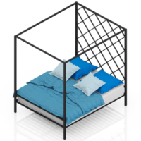 Isometric Bedroom 3D render png