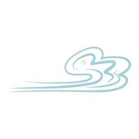 Cartoon hand drawn blowing wind. Vector illustration of weather forecast, natural phenomena in childish style