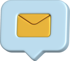 Bubble speech with envelope. 3D icon on transparent background. png