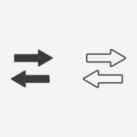 right and left arrow set icon vector. receive, send symbol sign vector