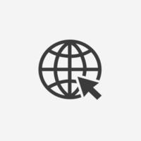 world, website, click, internet, globe icon vector isolated