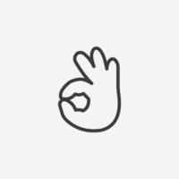 Hand ok icon vector. agreement, yes with finger sign symbol vector