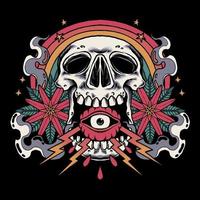 rainbow dark skull vector