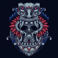 tiki skull ornament vector