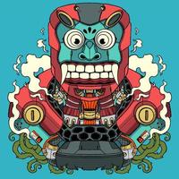 robot tiki mask vector