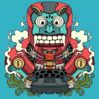 máscara de robot tiki vector