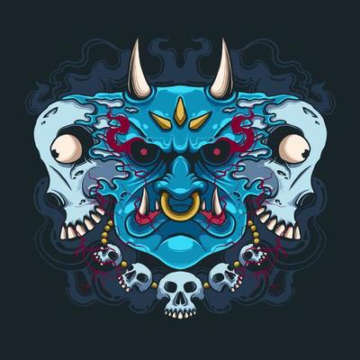 blue devil face