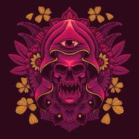 skull witch detailed vector