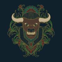 buffalo angry face vector