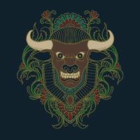 buffalo angry face vector