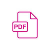 eps10 pink vector PDF document download line art icon isolated on white background. PDF format file outline symbol in a simple flat trendy modern style for your website design, logo, and mobile app