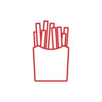 eps10 red vector Fast Food French Fries icon isolated on white background. Fried French fries in a package symbol in a simple flat trendy modern style for your website design, logo, and mobile app