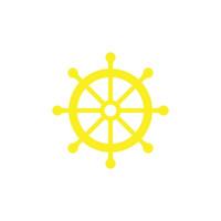 eps10 yellow vector Ship steering wheel abstract art icon isolated on white background. Captain's steering symbol in a simple flat trendy modern style for your website design, logo, and mobile app