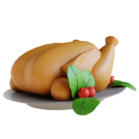 3d illustration poulet frit de thanksgiving png