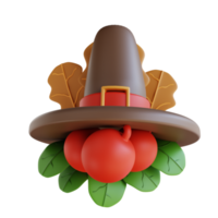 3D Illustration thanksgiving hat and cherry ornament png