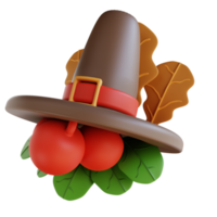 Chapeau de thanksgiving illustration 3d et ornement de cerise png