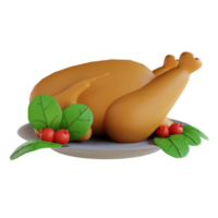 3d illustration poulet frit de thanksgiving png