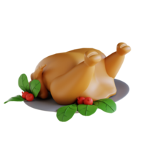 pollo frito de acción de gracias de ilustración 3d png