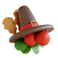 3d ilustración sombrero de acción de gracias y adorno de cereza png