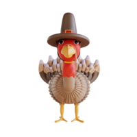 3D Illustration turkey bird and hat png