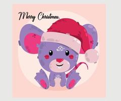 Mouse with Santa Hat Illustration vector