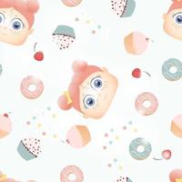 Faces Donuts pattern vector