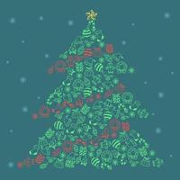 Hand Drawn Icon in Shape of Christmas Tree vector