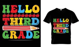 Hello third grade t-shirt design template vector