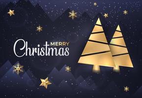 Holiday's Background with Realistic merry Christmas tree branches decorated template, vector