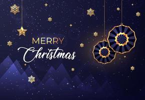 Realistic Merry Christmas background template with Black and gold decoration. vector