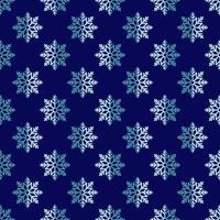 patrón vectorial transparente de pequeños copos de nieve azules sobre fondo azul oscuro para impresión, textil, sitios web, tela, papel pintado. concepto de invierno, navidad y año nuevo vector