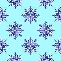 patrón impecable de grandes copos de nieve sobre un fondo azul vivo para textiles, prendas de vestir, estampados, fondos, postales. concepto de invierno, navidad y año nuevo vector