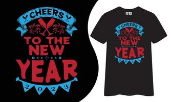 Happy new year 2023 t shirt design. vector