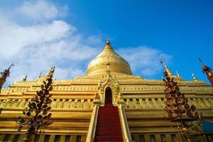 Shwezigon Pagoda, or Shwezigon Paya, a Buddhist temple located in Nyaung-U, a town near Bagan, Mandalay region, Myanmar