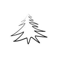 christmas tree icon. tree brush drawing. tree silhouette thin line vector