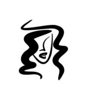 silueta cara chica. bonito corte de pelo. icono de salón de belleza. logotipo de mujer encantadora vector