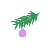 Christmas tree branch isolate. tree with a toy. christmas design element. spruce new year decor vector